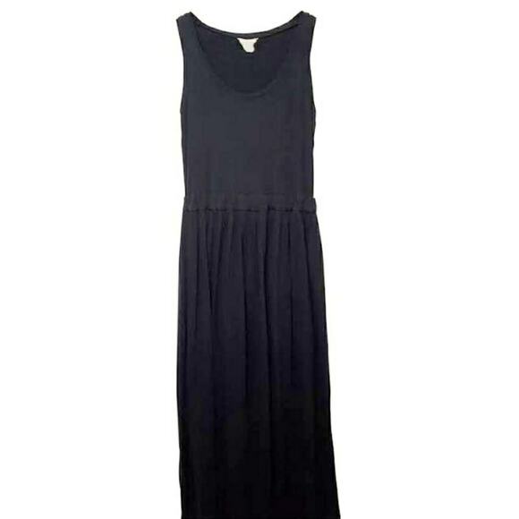 𝅺Club Monaco Black Sleeveless Cotton‎ Knit Maxi Dress Pleated Skirt Size Small - Picture 3 of 9